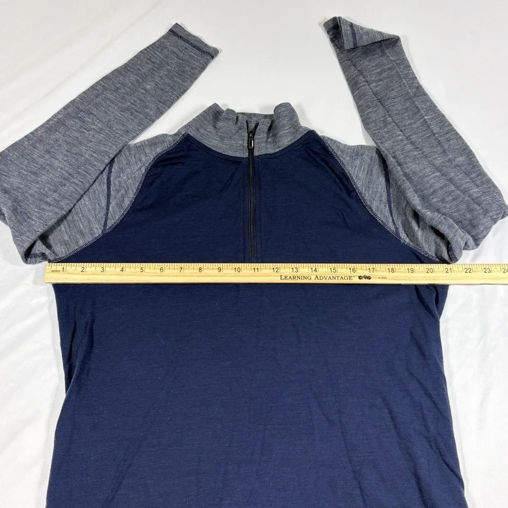 Smartwool 1/4 Zip Pullover Mens Large Blue Gray 100% Merino Wool SW0NP616